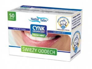 Cynk organiczny Naturtabs FreshMint 50 tabletek